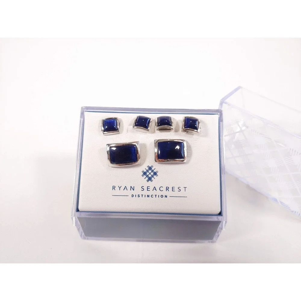 Ryan Seacrest Distinction Rhodium Rectangle Shape Cufflinks Formal Wedding $90
